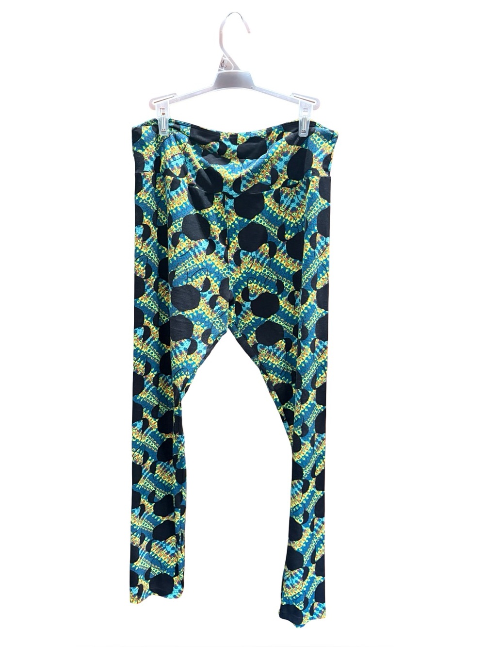 Printed Stretch Leggings in Teal and Black